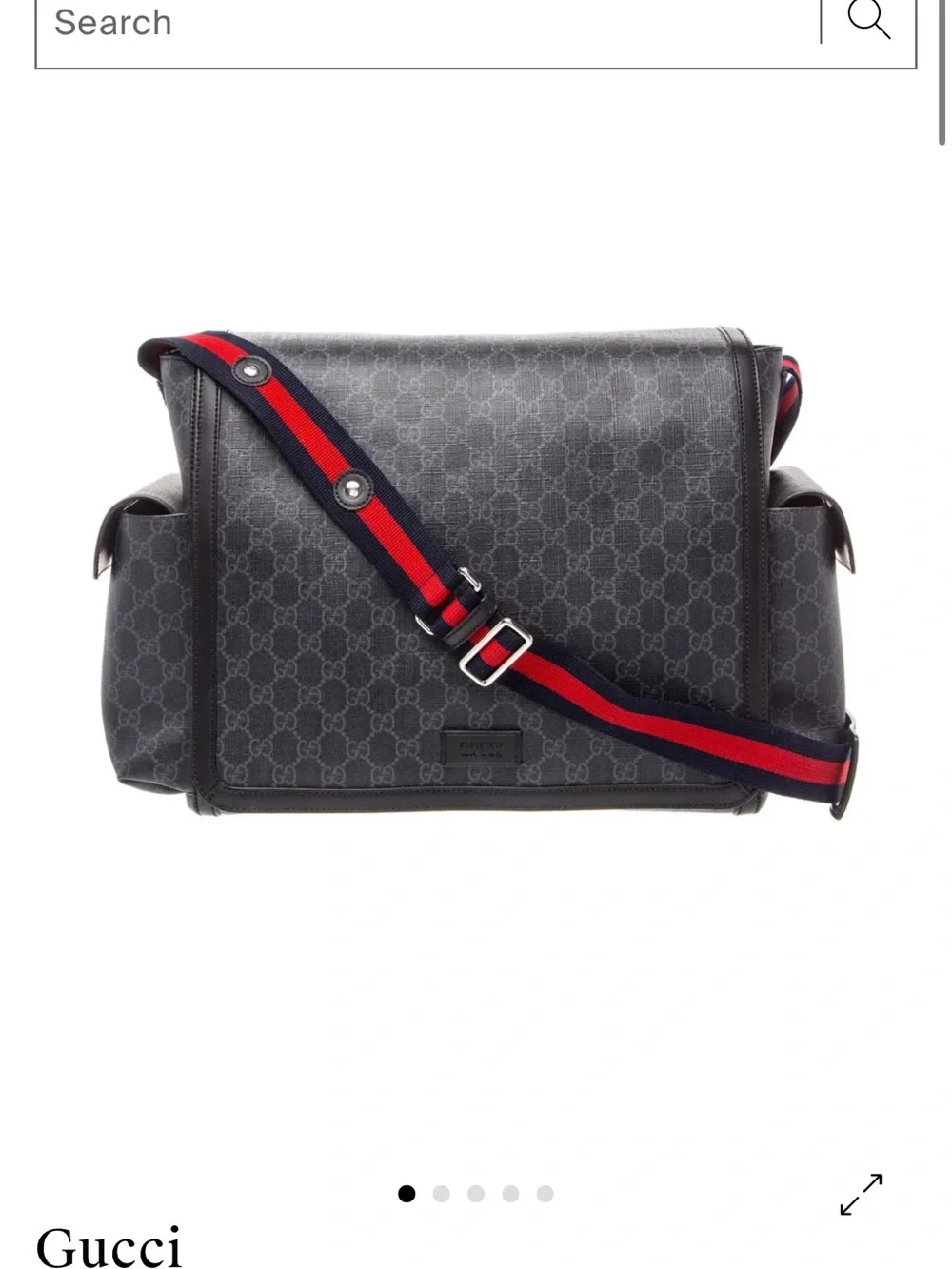 Gucci Black GG Supreme Messenger with Red and Blue Web Strap